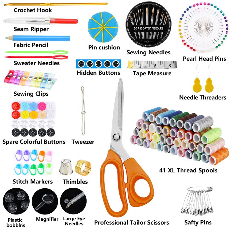 Marcoon Large Sewing Kit, 200 Premium Sewing Supplies, 41 XL Thread Spools, Suitable for Traveller, Adults,Beginner, Emergency, DIY and Home - Image 2